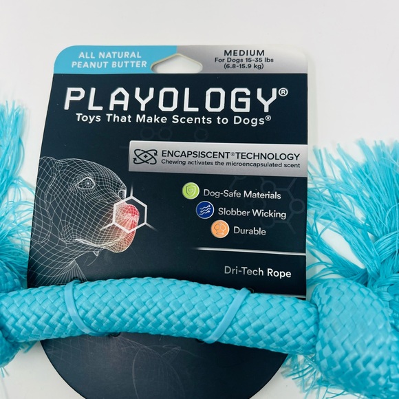 NWT Playology Peanut Butter Flavored Dri-Tech Rope Size Medium dogs 15-35 pounds - Picture 3 of 12